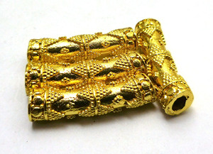 Cuenta de tubo chapada en oro y plata oxidada de 29X7mm, chapado en oro de 18 quilates y cobre plateado B664 para la fabricación de joyas - Product Image 2