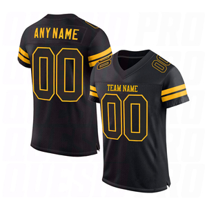 Custom Black Black <b>Gold</b> <b>Mesh</b> Authentic Football Jersey Breathable Performance Team Personalized Breathable Plus Size Jersey - Product Image 1