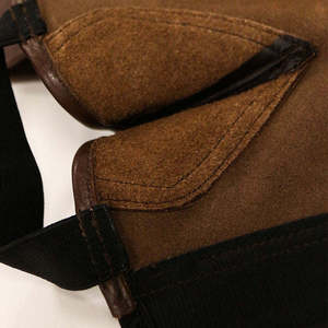 Brown Genuine Leather Horse Riding <b>Half</b> <b>Chaps</b> Zipper English Riding Leg Protectors for Training Competition - Product Image 5