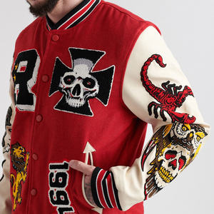 เสื้อแจ็กเก็ตทีมเบสบอลแขนยาวมีปกตั้งสำหรับผู้ชายเสื้อโค้ทแบบลำลองสำหรับฤดูหนาวงานตามสั่ง - Product Image 6