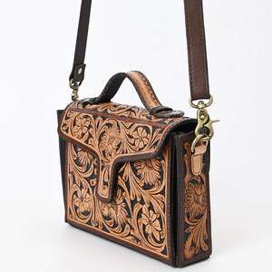 Western Hand Tooled <b>Bag</b> Floral Hand Tooled <b>Bag</b> Bohemian Western Cowhide <b>Leather</b> Crossbody <b>Bag</b> at Wholesale Price - Product Image 2