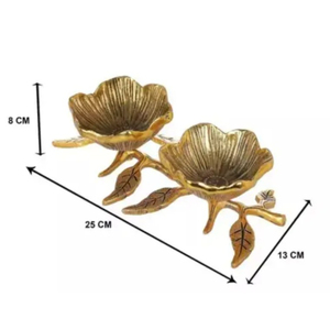 Plateau à double feuille au design antique, bol de service en métal doré de la plus haute qualité pour la décoration d'ustensiles de cuisine à la maison - Product Image 6