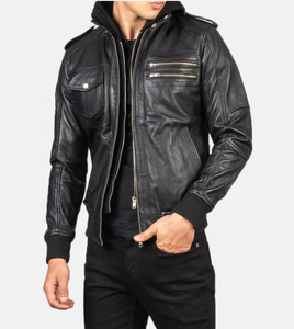 2007-2026 Model Men's Blue Leather <b>Bomber</b> <b>Jackets</b> New Fashion Coats <b>Jackets</b> Eco-Friendly Breathable Windproof <b>Vintage</b> <b>Jacket</b> - Product Image 4
