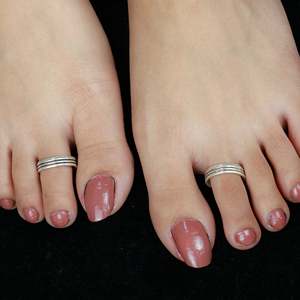 Tridha Spiral <b>Thick</b> Silver Toe-<b>Rings</b> Engagement/Wedding Gift 18K Gold Diamond Main Stone Pair of Jewelry - Product Image 3