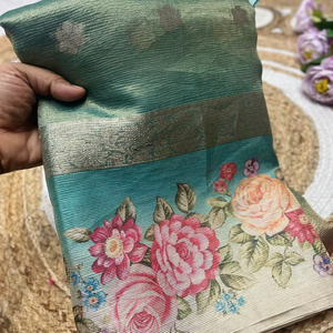 Look Royal Designer Ethnique Tissu Soie Numérique Imprimé Saree Dernier Traditionnel Exclusif Fantaisie Fête Tenue De Mariée Pour Femmes Fille - Product Image 1