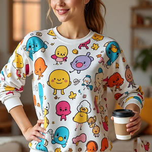 Surdimensionné Femmes Strass Sweatshirts Respirant Poids Lourd 450 GSM Imprimé Sweat Dames Strass Sublimation Sweat - Product Image 5