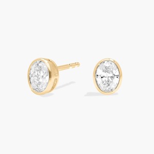 Modernos Pendientes de Diamantes con Corte Ovalado y Bisel, 0.50 Ct, Diamantes Cultivados en Laboratorio en Oro Sólido de 14K, para Uso Diario, Regalo - Product Image 3