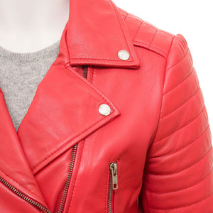 Hot Selling Women's Fashion Satin Leather Jackets Plain Dyed Fully <b>Zipper</b> Closure Breathable <b>Waterproof</b> Eco-Friendly High - Product Image 5