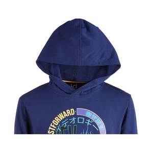 T-shirt con cappuccio blu grande Ideology per bambini, in tessuto lavorato a maglia con stampa grafica per neonati - Product Image 2