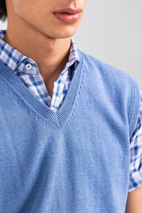 Pull en laine pour hommes haut de gamme pull de couleur unie respirant avec col en V et manches décontractées pull d'hiver de marque Offre Spéciale - Product Image 4