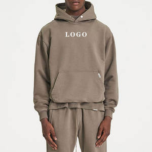 เสื้อฮู้ดผู้ชายแบบมีกระดุมหนาไม่มีลายแบบ Y2K ผ้าฝรั่งเศสเทอร์รี่มีฮู้ดผ้าคอตตอน100% บ็อกซี่ครอปเฮฟวี่เวท - Product Image 2