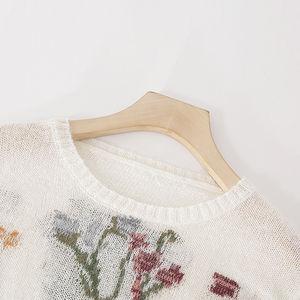 Pull en coton rayé à manches longues pour femme, décontracté, anti-froissement, avec logo personnalisé 2025, tricot d'automne - Product Image 2