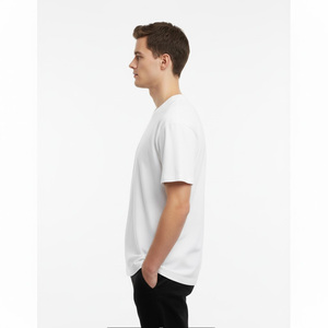 T-shirt pour hommes vêtements pour hommes T-shirts pour hommes 100% coton col rond manches courtes uni 100% coton T-shirt pour hommes coupe ample imprimé - Product Image 3