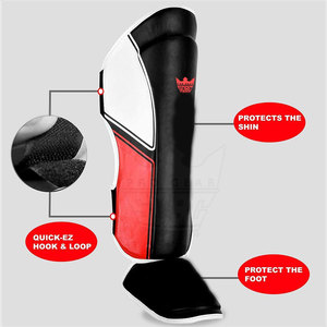 Servicio OEM: Protectores de Espinilla de Cuero para Entrenamiento de MMA, Ligeros, Transpirables, Cómodos, Ajustables, con Logotipo Personalizado - Product Image 3