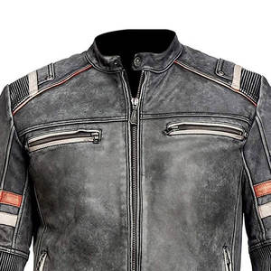 Chaquetas de hombre de calidad superior Chaqueta de cuero de vaca real desgastada personalizada de Estilo Vintage para hombre - Product Image 3