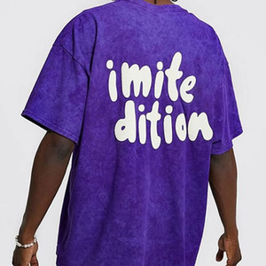 Camiseta de secado rápido para hombre, lavada con ácido, diseño personalizado con ajuste de gran tamaño y patrón de impresión de tela de punto - Product Image 6