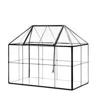 Terrarium en verre en forme de maison Verre transparent enduit de noir Taille personnalisée Jardin Mousse Plante d'air Maison Bureau Décoration de table Prix bas