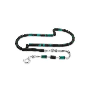 Taglio rosario ambra fuoco verde-nero a benzina con nappe metalliche resistenti alla nanna - Product Image 5