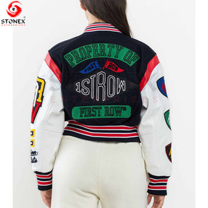 Chaqueta universitaria de alta calidad para mujer, corta con mangas largas, las mejores chaquetas de béisbol para mujer, venta al por mayor - Product Image 5