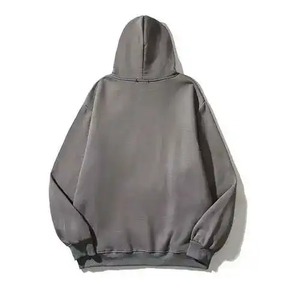 Sweat-shirt à capuche surdimensionné pour hommes 100% coton sweat-shirt d'hiver à fermeture éclair motif solide bouffant impression broderie - Product Image 4