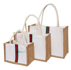 Bolsas de yute Juego de 3 tamaños personalizados Logotipo de diseño personalizado Perfecto para compras Bolsas de uso Sacos de lona de la más alta calidad - Product Image 1