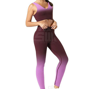 Conjunto de Yoga para mujer sin costuras de talla grande sólido Reversible de alta calidad con logotipo frontal Venta caliente Spandex poliéster hecho - Product Image 1
