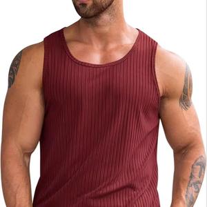 Débardeurs côtelés pour hommes T-shirt d'entraînement sans manches Muscle Gym Fitness Tee débardeur athlétique pour hommes - Product Image 1