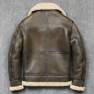 2024 chaqueta de invierno de cuero auténtico para hombre, piel de oveja, chaquetas de roca de cuero genuino, abrigos de bombardero de alta calidad para hombre - Product Image 4