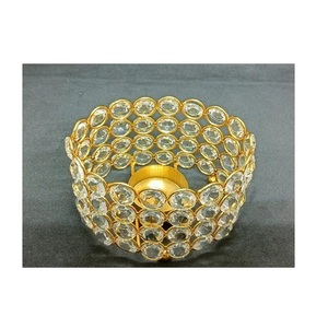 Pequeña forma redonda de metal dorado puro hecho a mano y cristales recubiertos a un precio muy extremo para la decoración de uso doméstico plano - Product Image 6