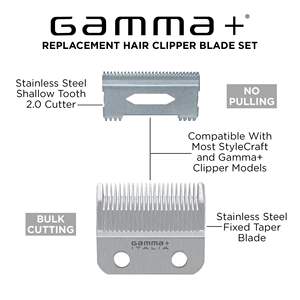 Kit de 2 Lames de Coupe 2.0 avec Lame de Rechange Fixe en Acier Inoxydable pour Tondeuse à Cheveux Professionnelle, Type Prise US - Product Image 4