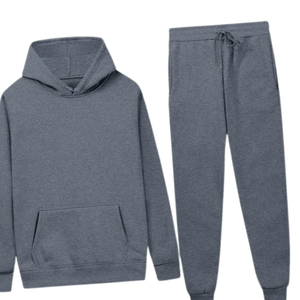 Conjunto Deportivo Informal de Invierno para Hombre y Mujer, Sudadera con Capucha Gris Oscuro y Pantalones Jogger, Venta al Por Mayor de Fábrica, Logotipo Personalizado OEM - Product Image 3