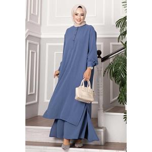 Hijab largo medio abotonado Traje de 2 piezas Indigo - Product Image 5
