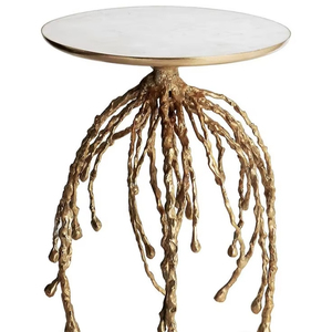 Table basse de luxe en gros pour la maison Table de meubles de café d'hôtel et de restaurant Table basse au design unique couleur or et blanc - Product Image 1