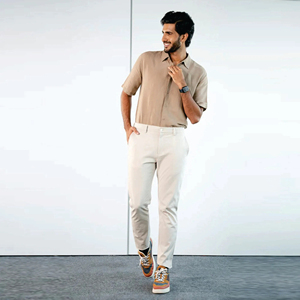 Men's Straight Casual Cargo Pants Baggy Chino <b>Trousers</b> <b>Zip</b>-Fly Ribbed Leg Opening Elastic Waist Pants <b>Side</b> Pockets Plain Dyed - Product Image 3