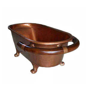 Baignoire autoportante en cuivre pour hôtel et maison, finition antique, avec design décoratif et poli - Product Image 5