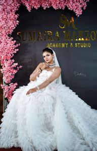 ผ้าทูลล์เจ้าสาวสุดหรูหราประดับเลื่อม ลูกปัด และมุก สำหรับชุดแต่งงานสไตล์ยุโรป ชุดเดรสสุภาพสตรีสุดสง่างาม - Product Image 4