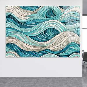 Abstract Wave Canvas Art: Modern Bohemian <b>Printed</b> <b>Wall</b> Decor,TEMPERED GLASS ART - Product Image 1