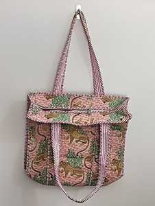 Women's Hand-Block Print Cotton Quilted <b>Tote</b> <b>Bag</b> Bohemian Shoulder <b>Bag</b> Quilted Kantha Stitch <b>Tote</b> <b>Bags</b> - Product Image 6