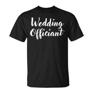 T-shirt per officiante nuziale, nera, a maniche corte, vestibilità unisex per adulti - Product Image 1