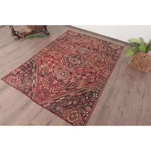 Alfombra Turca Vintage de 4x5.8 pies, Alfombra de Lana con Rayas Rojas - Product Image 2