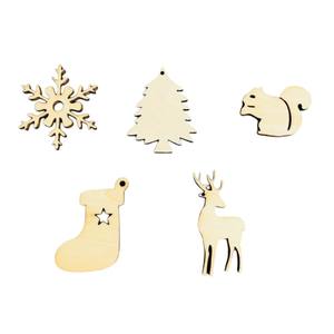 Ensemble d'ornements de Noël en bois de haute qualité pour bricolage artisanat tranches de bois naturel découpées au Laser pour décor de vacances et décorations suspendues - Product Image 1
