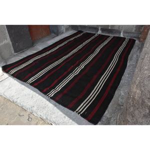 Alfombra tradicional de lana de retazos en blanco y negro de 6,1x9,4 pies, diseño turco clásico para entrada, cabecera, habitación de adolescentes, respaldo de látex - Product Image 2