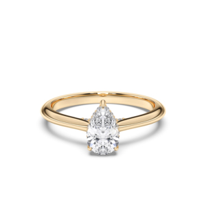 Juego de puntas de diamante de forma redonda y pera de moissanita de 1,14 quilates, anillo de compromiso solitario hecho en oro sólido para mujer - Product Image 1