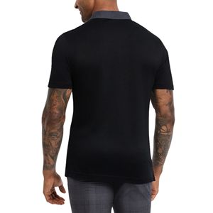 Polo en coton personnalisé de qualité supérieure pour homme, décontracté, uni, à manches courtes, coupe ajustée, noir - Product Image 3