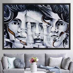 Impresión de Arte Graffiti Moderno en Lienzo para Colgar en la Pared - Decoración Elegante para el Hogar, Lienzo con Marco NEGRO - Product Image 1