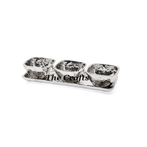 Tazón de Postre de Frutos Secos Martillado en Metal con Bandeja, Forma y Tamaño Personalizados, Servidor de Chocolate y Nueces en Venta - Product Image 2