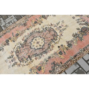 Tapis turc vintage 3,7 x 6,8 pieds, tapis d'intérieur, tapis rayé rouge - Product Image 5