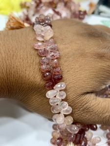 Cuentas de Cuarzo Rosa Natural Facetadas en Forma de Lágrima, Hilo de 8 Pulgadas, Tamaño de 5-7 mm, Cuentas de Piedras Preciosas Marrones - Product Image 6