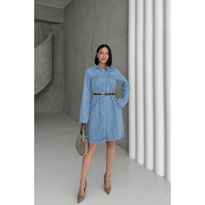 Chemise longue boutonnée 6102 - Bleu moyen - Product Image 3