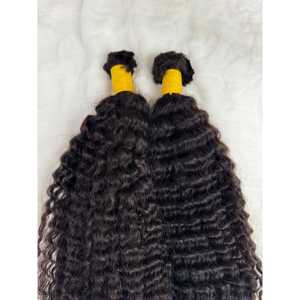 Extensions de cheveux humains vierges indiennes, bouclées crépues, multi-donatrices, sans nœuds, 100% boucles volumineuses, 18-30 pouces, cheveux pour tresses - Product Image 3